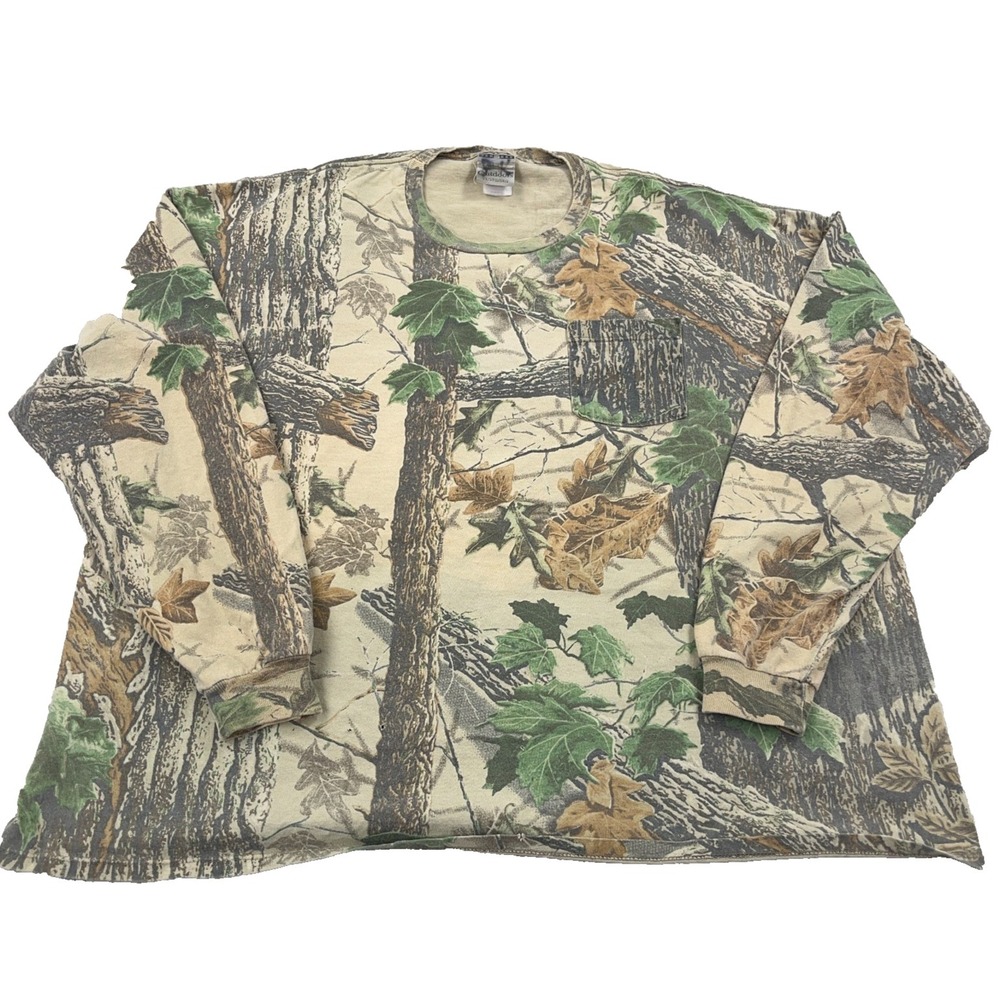 Vintage Trebark Camo Shirt Men 3XL Long Sleeve 90s Y2K USA‎ Jerzees Faded Grunge